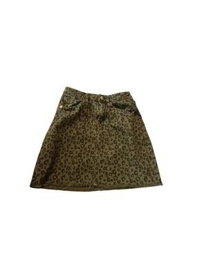 Tally Weill Green Leopard Print Jean Mini Skirt Size 34 US 2